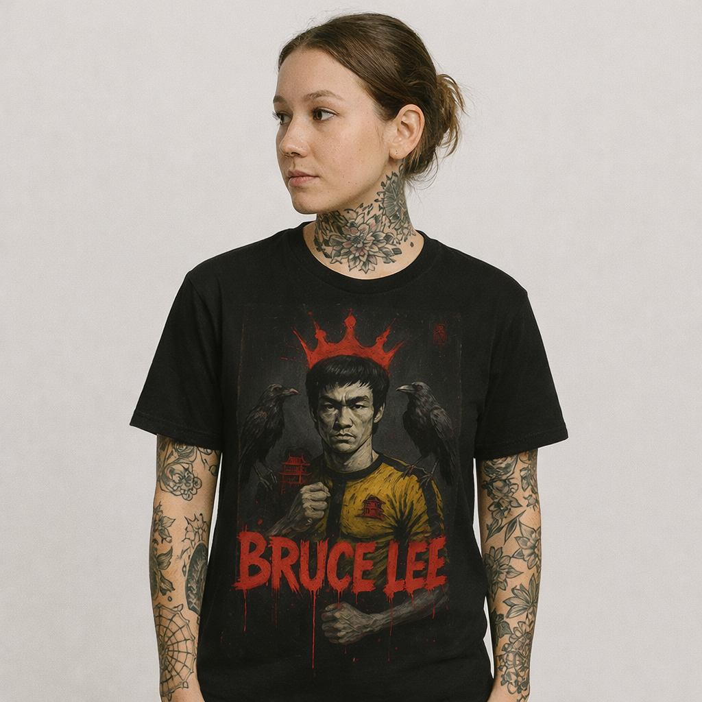 "BRUCELEE ORIGINALS" front print Heavy fabric T-Shirt